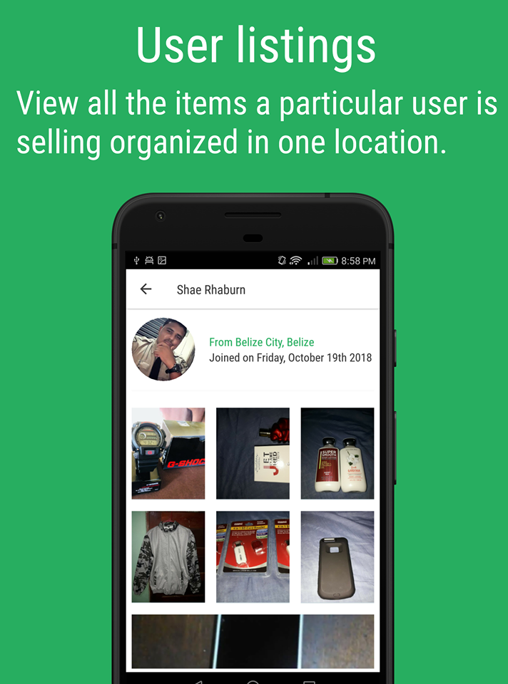 View all the items in a particular user